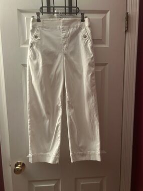 SPANX Stretch Twill Cropped Wide Leg Pant-Bright White -Zero Waistband-Petite  M